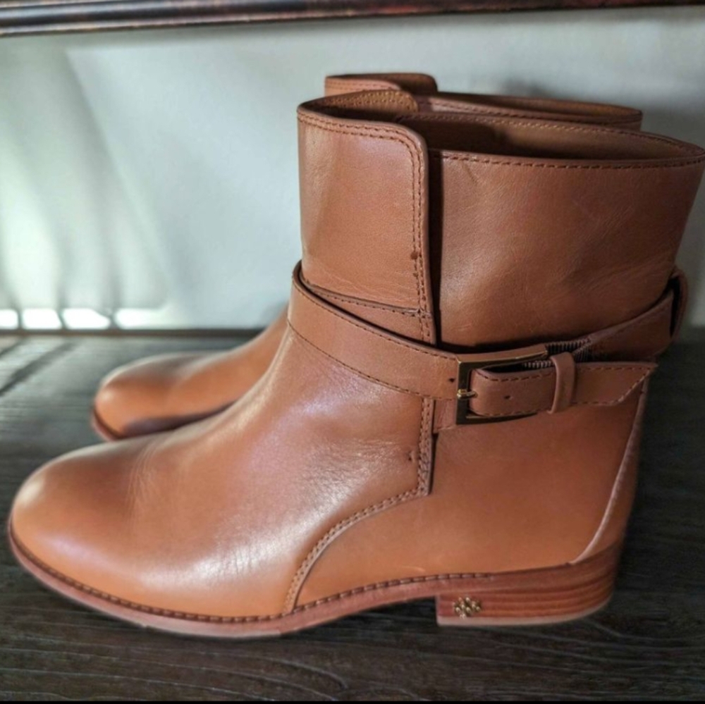 TORY BURCH Brooke genuine leather pull on ankle boots